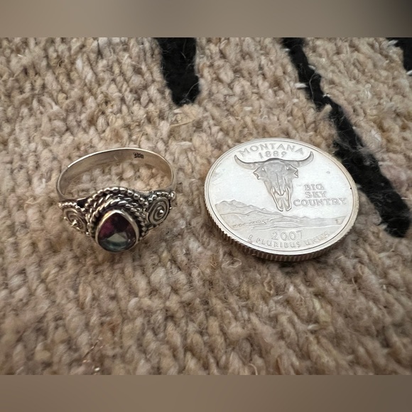 ❤️ Mystic Topaz Teardrop Sterling  Silver Bohemian Ring Size 6 - Picture 8 of 16